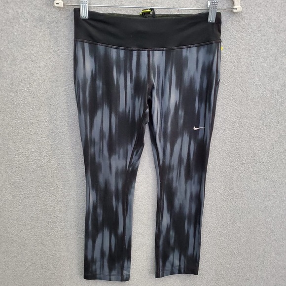 Nike Women Activewear Pants Small Gray Dri Fit Leggings Crop Low Rise 20" Inseam - Picture 1 of 10